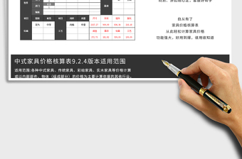 2025年中式家具价格核算表