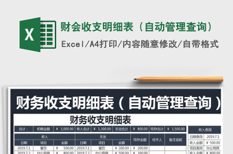 2025年财会收支明细表（自动管理查询）