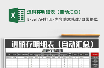 2025年进销存明细表（自动汇总）