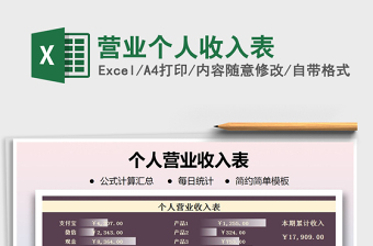 2025年营业个人收入表