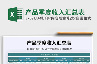 2025年产品季度收入汇总表