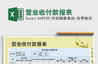 2025年营业收付款报表