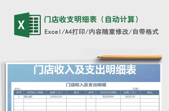 2025年门店收支明细表（自动计算）