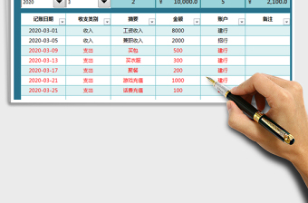 2025年收支记账表-公式自动汇总
