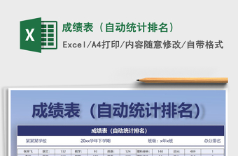 2025年成绩表（自动统计排名）