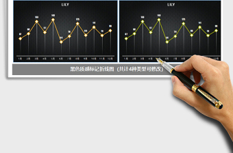2025年通用黑色质感标记折线图 趋势图