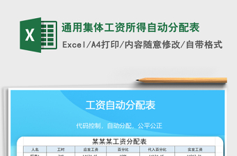 2025年通用集体工资所得自动分配表