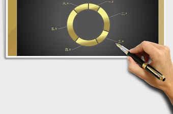 2025年环形图立体图表 商务黑金图表模板