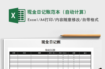 2025年现金日记账范本（自动计算）