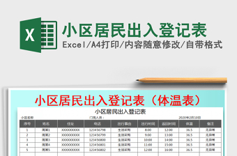 2025年小区居民出入登记表