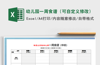 2025年幼儿园一周食谱（可自定义修改）