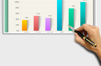 2025年彩色渐变带阴影柱形图表模板
