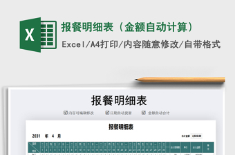 2025年报餐明细表（金额自动计算）