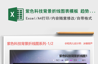 2025年紫色科技背景折线图表模板 趋势对比