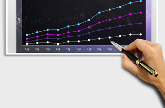 2025年紫色科技背景折线图表模板 趋势对比
