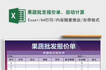2025年果蔬批发报价单，自动计算
