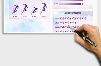 2025年紫色季度分析运动图表模板条形图