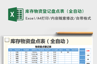 2025年库存物资登记盘点表（全自动）