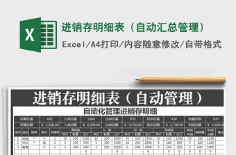 2025年进销存明细表（自动汇总管理）