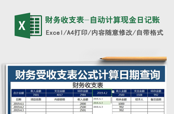 2025年财务收支表-自动计算现金日记账