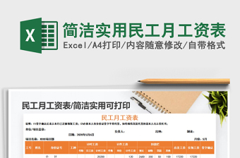 2025年简洁实用民工月工资表