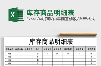 2025年库存商品明细表
