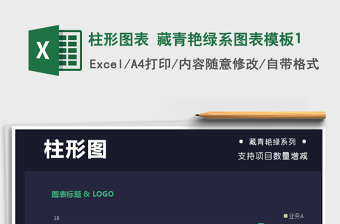 2025年柱形图表 藏青艳绿系图表模板1