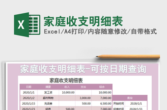 2025年家庭收支明细表