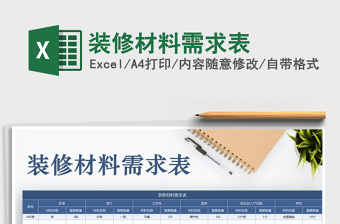 2025年装修材料需求表