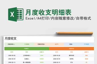2025年月度收支明细表