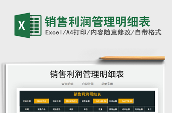 2025年销售利润管理明细表