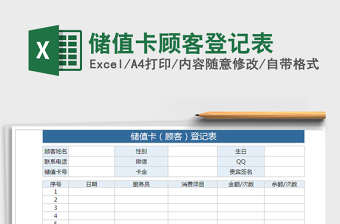 2025年储值卡顾客登记表