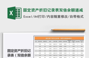 2025年固定资产折旧记录表双倍余额递减
