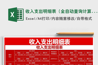 2025年收入支出明细表（全自动查询计算）