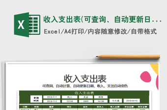 2025年收入支出表(可查询、自动更新日期）