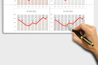 2025年浅色柱状折线图表