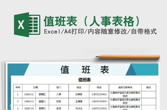 2025年值班表（人事表格）