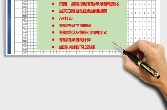 2025年考勤表（公式自动统计）