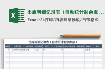 2025年出库明细记录表（自动统计剩余库存）