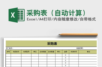 2025年采购表（自动计算）