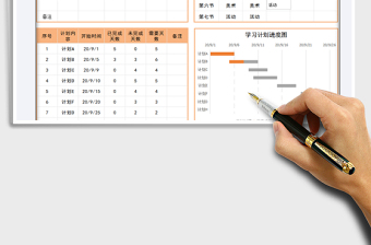 2025年日历学习进度明细表