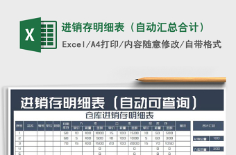 2025年进销存明细表（自动汇总合计）