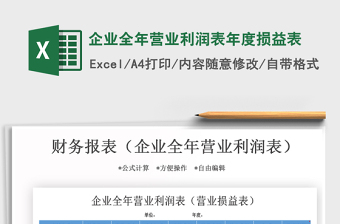 2025年企业全年营业利润表年度损益表