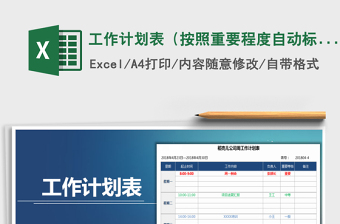 2025年工作计划表（按照重要程度自动标记）免费下载