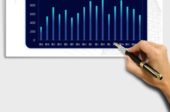 2025年蓝色渐变柱形图