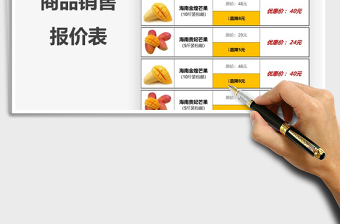 2025年商品销售报价表