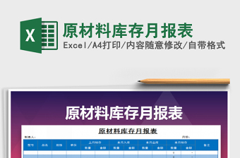 2025年原材料库存月报表免费下载