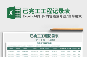 2025年已完工工程记录表