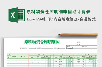 2025年原料物资仓库明细帐自动计算表免费下载