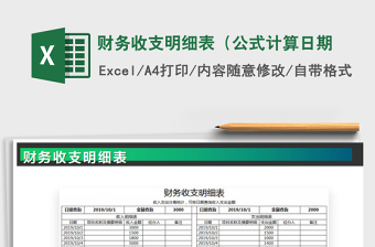 2025年财务收支明细表（公式计算日期